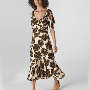 Whistles Silk Ebba Tropical Floral Beautiful Midi Dress